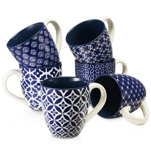 Vintage Blue Coffee Mugs - Set of 6